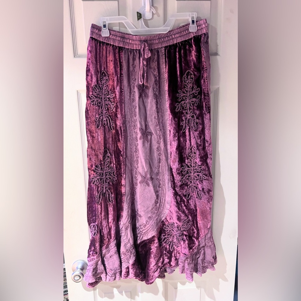 Again Traders Bohemian Embroidered Patchwork Maxi Skirt Size Large - Picture 2 of 4